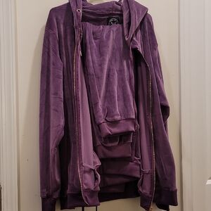 White Mark Velour Purple Zip-Up Sweat Suit (MACYS)